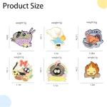 MemeChic 6Pcs Kawaii Enamel Pin Set, Cute Soot Sprite Calcifer Cat Anime Lapel Pins, Cartoon Funny Pin Bulk Set Brooch Button Aesthetic Badges for Backpacks, Jackets, Gifts for Kids Girls Boys Festival Present (6pcs)