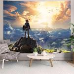 kampdream Anime Video Game Tapestry, Sky and Mountain Landscape Tapestries for Boys Man Bedroom Living Room 36×48 inch