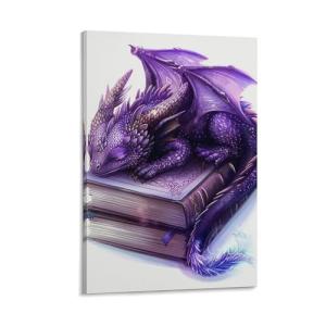 Anime Magical Aesthetic Purple Cute Dragon Poster Canvas Wall Art Aesthetic Posters & Prints Wall Decor for Bedroom Living Room Paintings Pictures Wall Decor Framed Unframed 12x18inch(30x45cm)