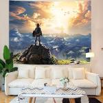 kampdream Anime Video Game Tapestry, Sky and Mountain Landscape Tapestries for Boys Man Bedroom Living Room 36×48 inch