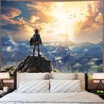 kampdream Anime Video Game Tapestry, Sky and Mountain Landscape Tapestries for Boys Man Bedroom Living Room 36×48 inch
