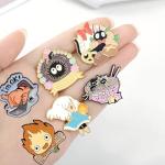 MemeChic 6Pcs Kawaii Enamel Pin Set, Cute Soot Sprite Calcifer Cat Anime Lapel Pins, Cartoon Funny Pin Bulk Set Brooch Button Aesthetic Badges for Backpacks, Jackets, Gifts for Kids Girls Boys Festival Present (6pcs)