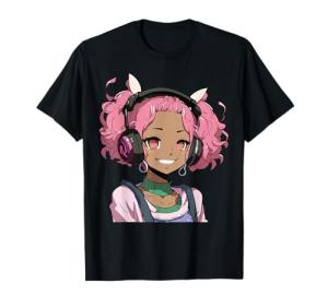 Afro Anime Girl Music Graphic T-Shirt