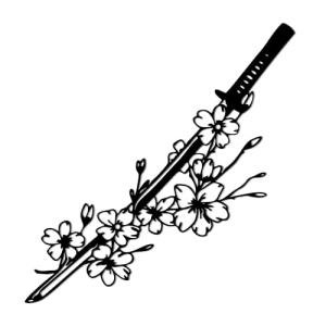 Japanese Wall Art - Samurai Decor with Katana and Cherry Blossom Design, Metal Asian Wall Art for Anime Room Decor and Japanese Themed Interior Design (15.7x6Inch)