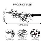 Japanese Wall Art - Samurai Decor with Katana and Cherry Blossom Design, Metal Asian Wall Art for Anime Room Decor and Japanese Themed Interior Design (15.7x6Inch)