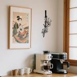 Japanese Wall Art - Samurai Decor with Katana and Cherry Blossom Design, Metal Asian Wall Art for Anime Room Decor and Japanese Themed Interior Design (15.7x6Inch)
