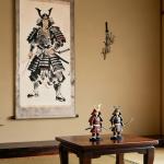 Japanese Wall Art - Samurai Decor with Katana and Cherry Blossom Design, Metal Asian Wall Art for Anime Room Decor and Japanese Themed Interior Design (15.7x6Inch)