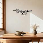 Japanese Wall Art - Samurai Decor with Katana and Cherry Blossom Design, Metal Asian Wall Art for Anime Room Decor and Japanese Themed Interior Design (15.7x6Inch)