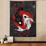 Red and Black Koi Fish Anime Tapestry 40"x60