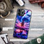 Anime Artwork Glass Phone Case for iPhone 14 Pro Max, Manga Pattern Silicone Glossy Protective Shell