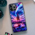 Anime Artwork Glass Phone Case for iPhone 14 Pro Max, Manga Pattern Silicone Glossy Protective Shell