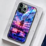 Anime Artwork Glass Phone Case for iPhone 14 Pro Max, Manga Pattern Silicone Glossy Protective Shell