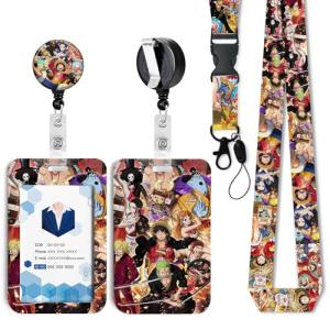 Anime Id Badge Holder with Lanyard,Retractable Badge Holders Reels,Colorful Breakaway Lanyards for ID Badges,Cute Fashion Key Chain Keychains,Badge Clips for School Office Women Teen Kid 4