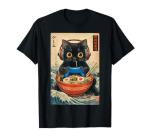 Cat Ramen Japanese Funny Graphic Tees Kawaii Cat Anime Gifts T-Shirt
