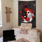 Red and Black Koi Fish Anime Tapestry 40"x60