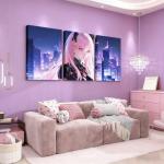 Erosebridal 3 Pcs Japanese Anime Canvas Wall Art, Anime Girl Picture Wall Decor Kawaii Japanese Style Painting Cartoon Japan Animation Artwork Posters For Home Decorations Wall Decor 12"X 16"