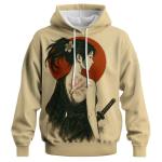 QTAGTESS Samurai Anime Hoodie for Men Manga Art Japanese Warrior Graphic Sweatshirts,Brown,2XL