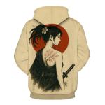 QTAGTESS Samurai Anime Hoodie for Men Manga Art Japanese Warrior Graphic Sweatshirts,Brown,2XL