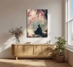 Japanese Sakura Samurai Canvas Wall Art Traditional Bushido Wall Decor Picture Asian Japanese style Cherry Blossoms Warrior Poster Print for Living Room Bedroom 12x16in Ready To Hang