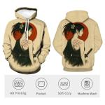 QTAGTESS Samurai Anime Hoodie for Men Manga Art Japanese Warrior Graphic Sweatshirts,Brown,2XL