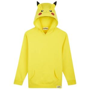 Pokemon Hoodie for Boys & Teens Hooded Sweatshirt Warm Anime Pikachu Sweater (Yellow Pikachu, 13-14 Years)