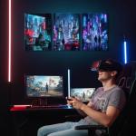 Deergar Cyberpunk Anime Wall Art Canvas Prints 3 Pieces Tokyo Neon Night Cityscape Anime Posters Modern Japanese Street Landscape Painting for Gaming Room Decor, Boys Bedroom, Man Cave