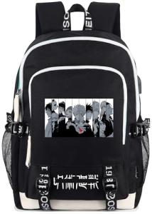 Roffatide Anime Laptop Backpack College Schoolbag Printed Rucksack with USB Charging Port & Headphone Port Black