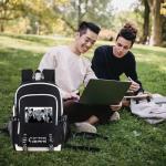 Roffatide Anime Laptop Backpack College Schoolbag Printed Rucksack with USB Charging Port & Headphone Port Black