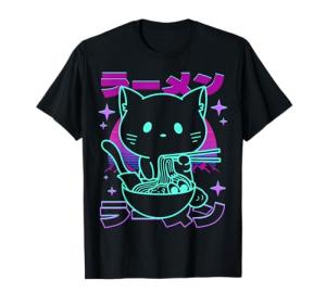 Kawaii Cat Ramen Aesthetic Anime T-Shirt