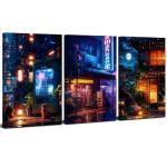 Japanese Night City Wall Art Cyberpunk Anime Posters for Boys Room Decor Abstract Colorful Neon Light Pictures Canvas Prints Paintings Cool Posters Street Pop Artwork Home Decorations 12x16” 3 Pieces
