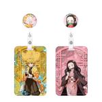 TJIUSI 4PCS Anime Badge Holder with Retractable Reel Funny Name Tag Card Holder Anime ID Badge Retractable Clip with Cute Alligator Clip for Nurses Student Teacher Women Men