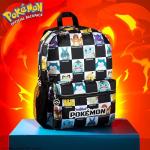Pokemon Backpack for Kids Teens Pikachu Anime School Bag Daypack Backpacks for Daycare Sports School Supplies Gifts for Kids (Black/White)
