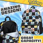 Pokemon Backpack for Kids Teens Pikachu Anime School Bag Daypack Backpacks for Daycare Sports School Supplies Gifts for Kids (Black/White)