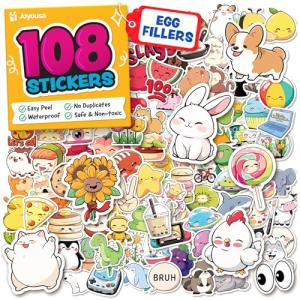 Cute Stickers for Kids - Kawaii Water Bottle Stickers for Teens - 108pc Sticker Pack - Waterproof Vinyl Stickers for Water Bottles, Scrapbook, Laptops, Etc.