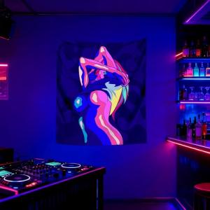 QGHOT Anime Girl Tapestry Nude Women Sexy Tapestry Blacklight Sex Art Tapestry Wall Hanging Black Light Tapestries Uv Glow in the Dark Hot Girl Poster for Adults Room Bedroom Dorm Wall Decor 60x50in