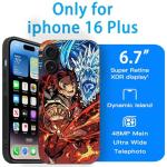 TNOLTK 3D iPh 16 Plus Case Anime Motion Anime Phone Case Shockproof Soft TPU Anti-Scratch Non-Slip Japanese Manga Case for iPh 16 Plus
