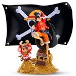 One Piece Luffy Action Figure Set with Flag