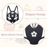 Metal Cherry Blossom Design Kitsune Mask Samurai Katana Sword Fan Wall Art Decorations Anime Wall Decor for Home Bedroom Living Room(Matte Black, 3Pcs)