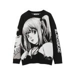 FELLVISHK Anime Girl Oversized Black Sweatshirt