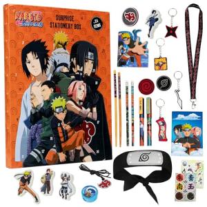 Naruto Advent Calendar 2025 for Kids, Teens, 24 Christmas Countdown Items with Leaf Village Headband, Keychain, Anime, Manga Gifts for Boys