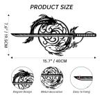 YATEASLU Samurai Sword & Koi Fish Metal Wall Decor - Japanese Inspired Art, Black Metal Wall Art for Home, Office(15.75x7.68in,Black)