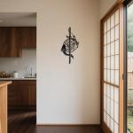 YATEASLU Samurai Sword & Koi Fish Metal Wall Decor - Japanese Inspired Art, Black Metal Wall Art for Home, Office(15.75x7.68in,Black)