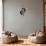 YATEASLU Samurai Sword & Koi Fish Metal Wall Decor - Japanese Inspired Art, Black Metal Wall Art for Home, Office(15.75x7.68in,Black)