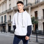 GURUNVANI Men's Contrast Color Pullover Hoodie