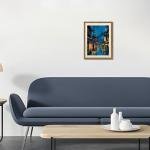 Framed Japanese Wall Art, Asian Tokyo Tea House Canvas Wall Decor Painting, Cool Japanese Night Posters Prints Pictures for Bedroom Living Room Bathroom Home Decor 12x16 Inch