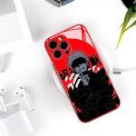 Akatxezy Red Anime Case for iPhone 13 Pro Max, 9H Tempered Glass Manga Cover, Shockproof Soft TPU Bumper, Aesthetic Unique Art Shell