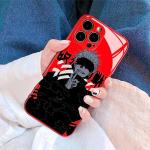 Akatxezy Red Anime Case for iPhone 13 Pro Max, 9H Tempered Glass Manga Cover, Shockproof Soft TPU Bumper, Aesthetic Unique Art Shell
