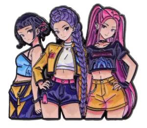 Pinstant Korean Pop Cartoon Anime Demon Hunters Movie Music Group Team 1.4" Enamel Pin Badge