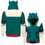 BIUTEY Anime Mha Hoodie and Sweatpants Midoriya Izuku Cosplay Hooded Pullover Sweatsuit Jogger Men's Tracksuits 2 Piece Set (S, Blue-A)