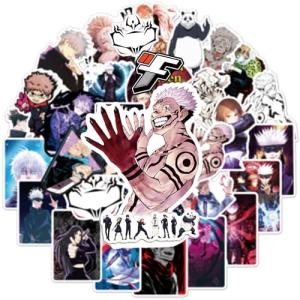 50Pcs JJK Stickers Pack Waterproof Vinyl Decals Anime Stickers for Laptop Skateboard Phone Guitar Travel Case Bike, Cartoon Style for Teenagers and Adults